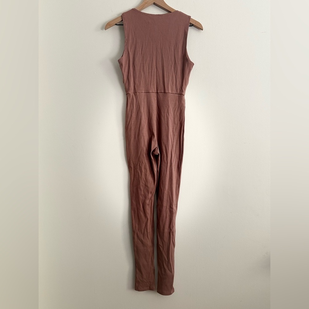 NWT Naked Wardrobe All Snatched Bustier Ribbed Tan Nude Jumpsuit Size Large - Picture 4 of 6